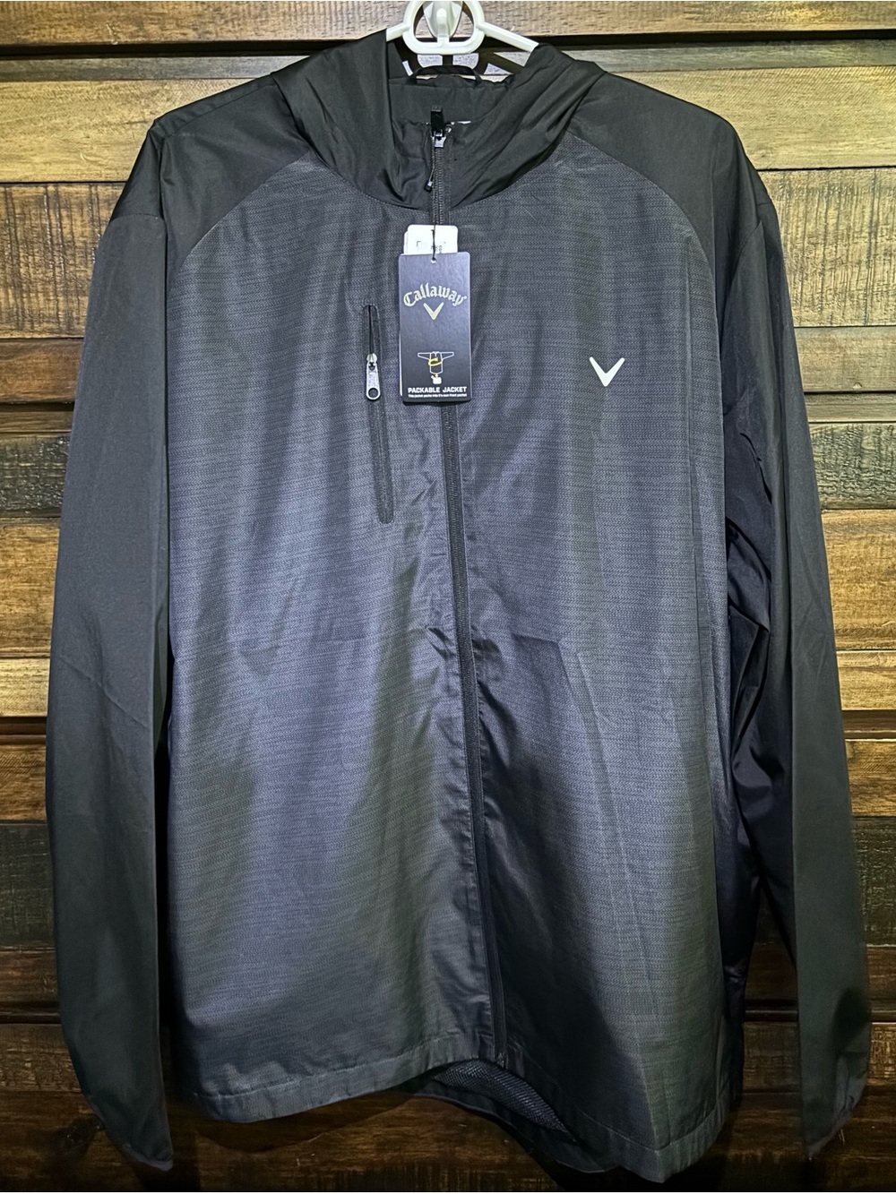 NWT Callaway Men’s Black Lightweight Windbreaker Jacket-Size XL